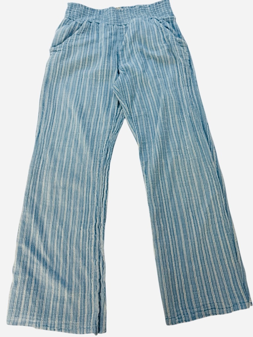 Billabong New Waves Striped Blue Cropped Pants Size Juniors M